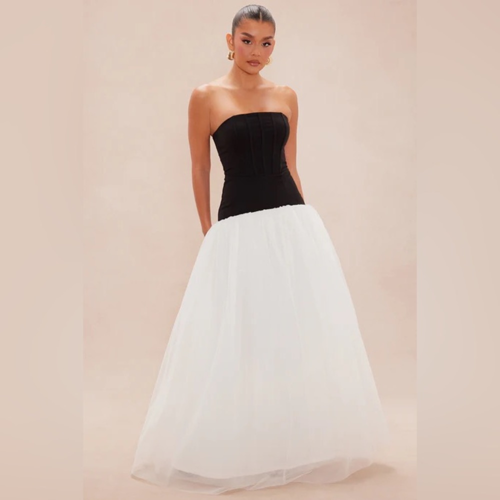 Trinity Tulle Gown - Black/White